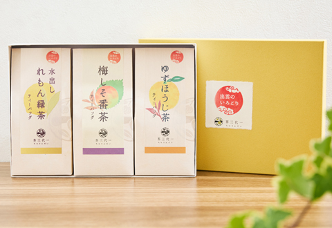 茶三代一 ティーバッグ3点セット-E・（水出しれもん緑茶・梅しそ番茶・ゆずほうじ茶）