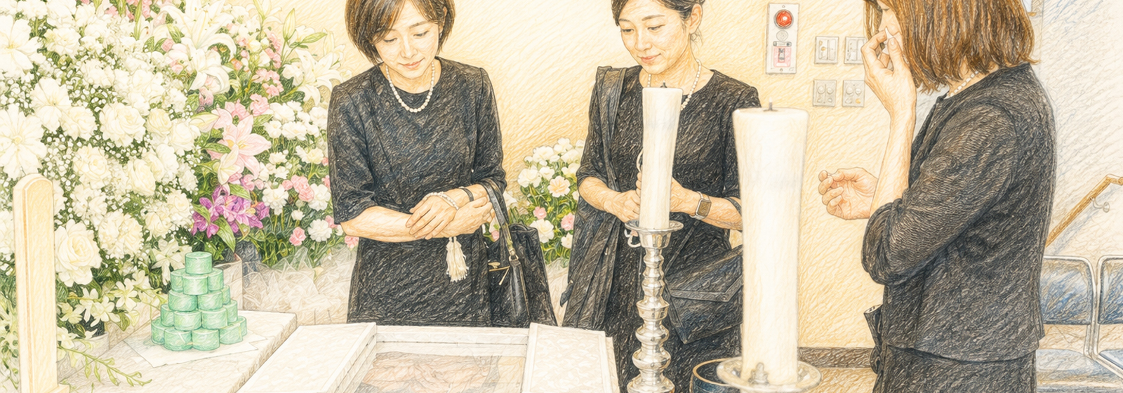 棺を囲む参列者